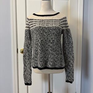 Lou & Grey Women’s Black And White Marled Knit Sweater, Size M